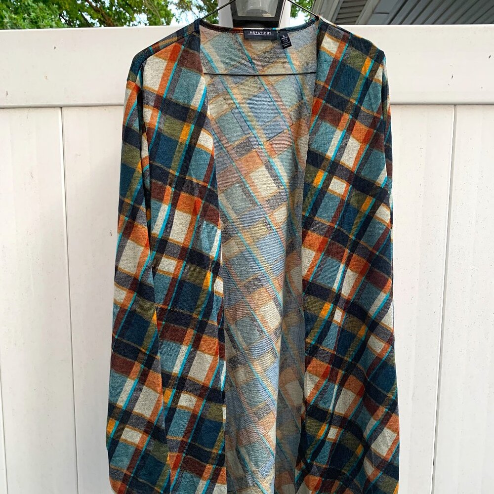 Notations Plaid Cardigan Size Large